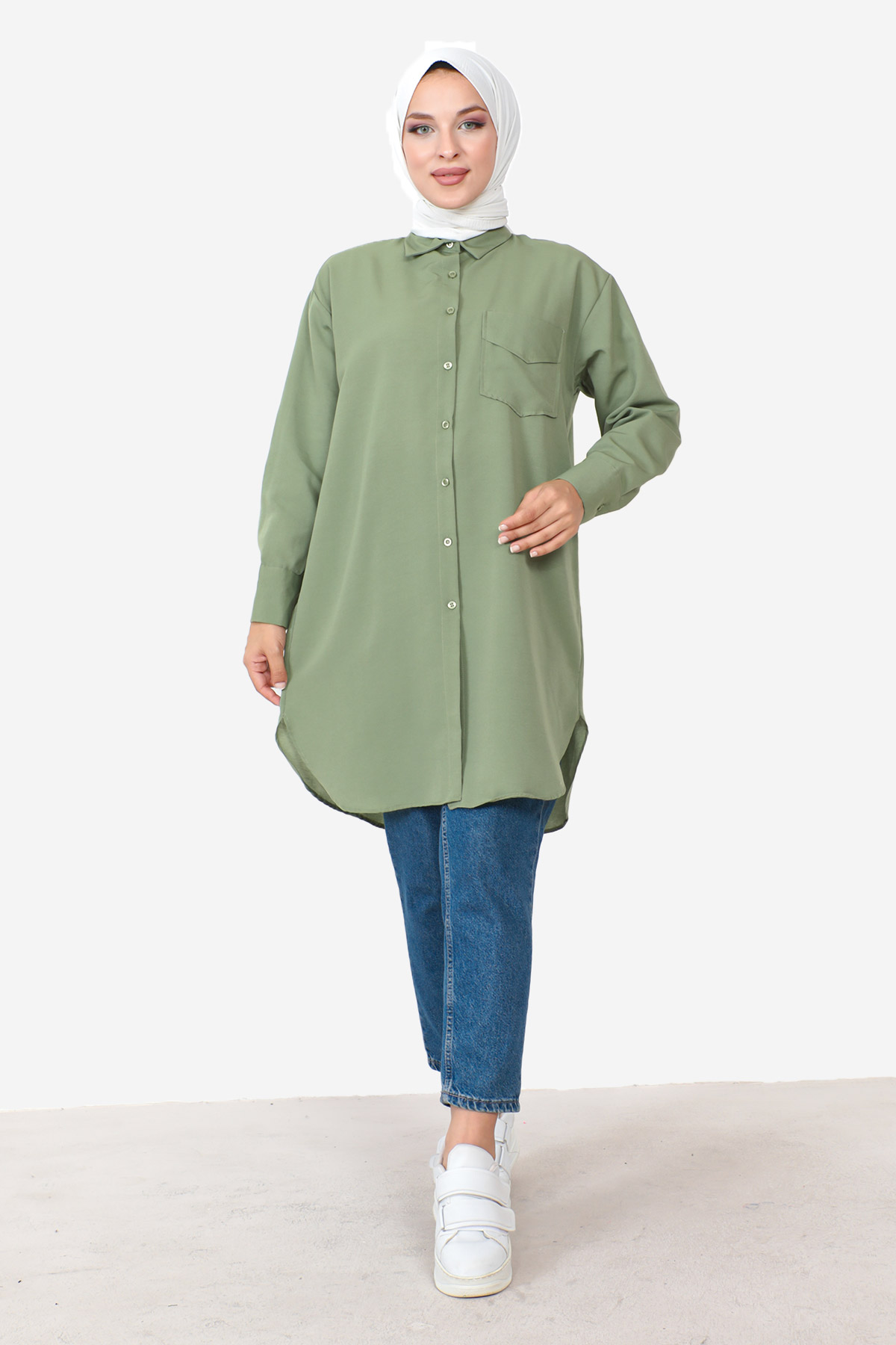 Tesettür Dünyası - Cepli Tunik TSD230903 Mint Yeşili