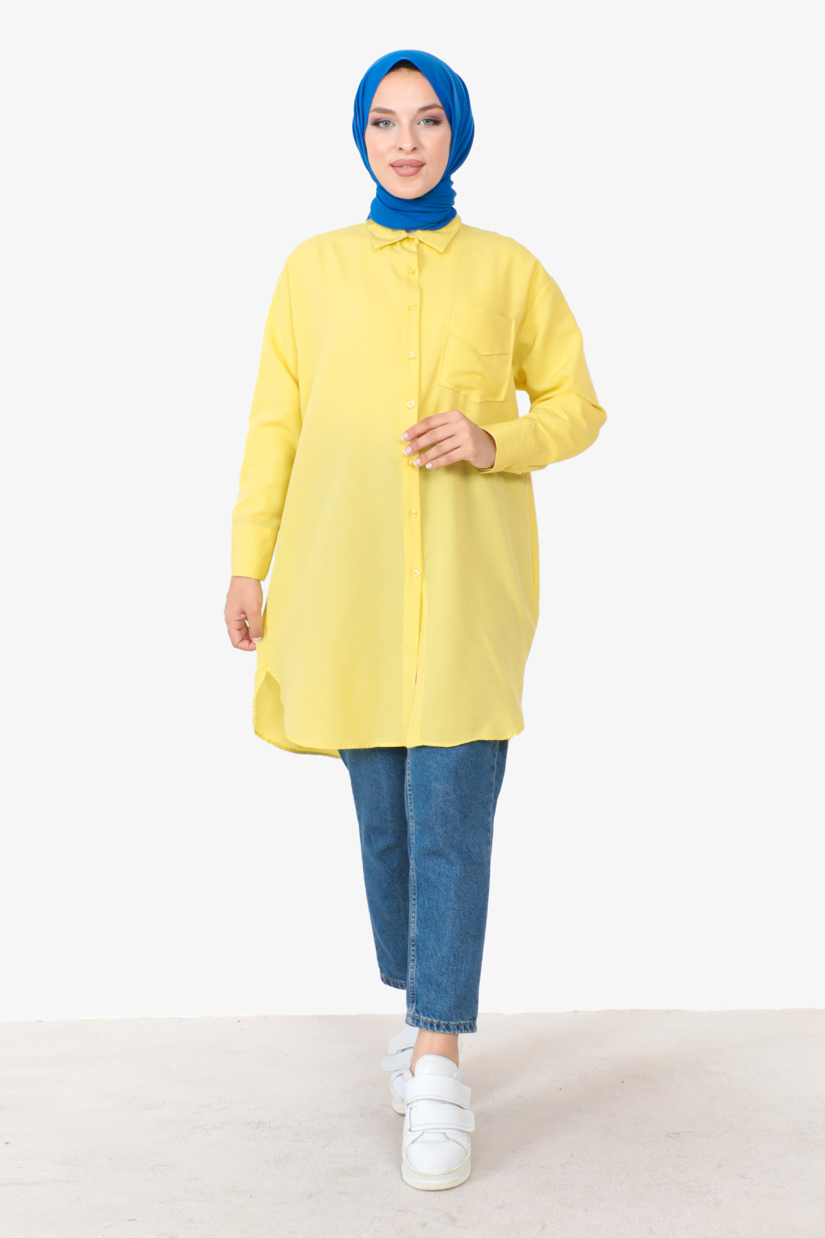 Tesettür Dünyası - Cepli Tunik TSD230903 Sarı