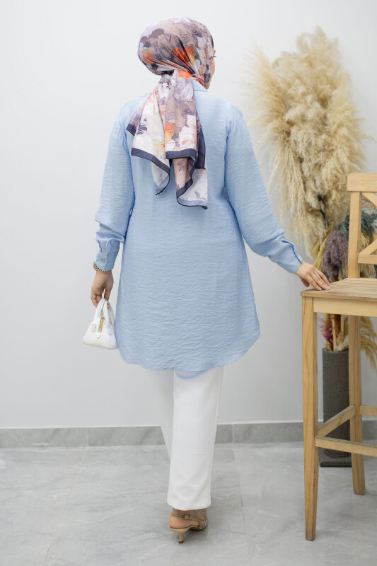 Çiçek Detaylı Gömlek TSD260193 Bebe Mavisi - 6