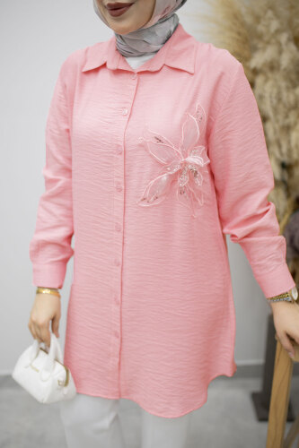 Çiçek Detaylı Gömlek TSD260193 Pembe - 4