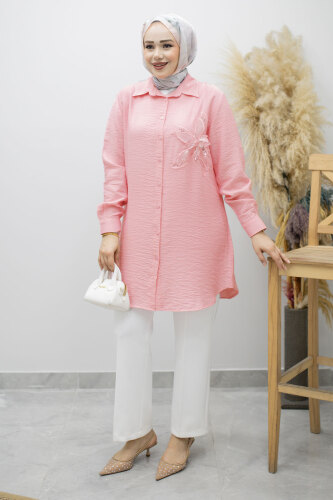 Çiçek Detaylı Gömlek TSD260193 Pembe - 5