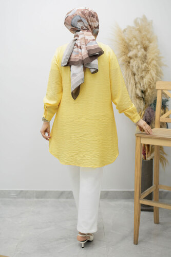 Çiçek Detaylı Gömlek TSD260193 Sarı - 6