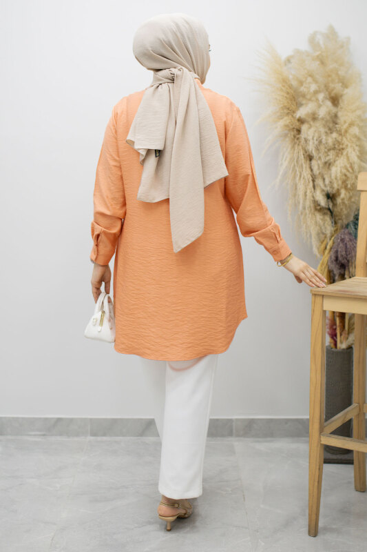 Çiçek Detaylı Gömlek TSD260193 Turuncu - 6