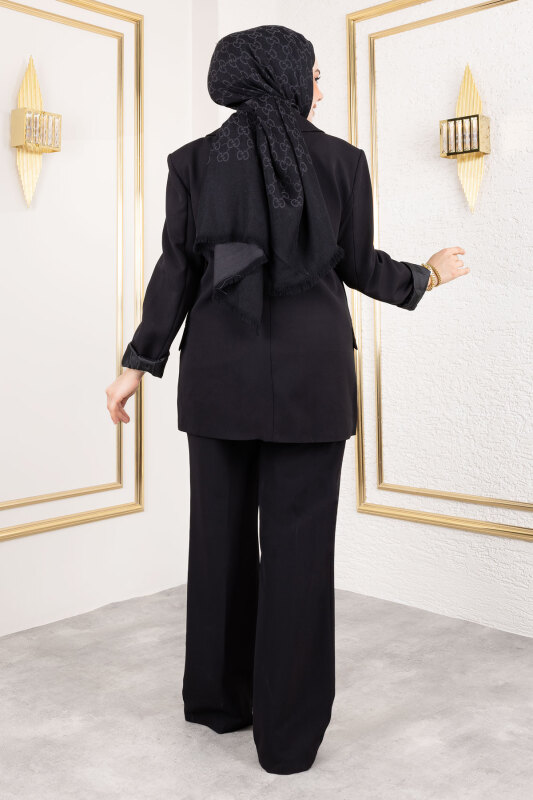 Çift Düğmeli Blazer Takım TSD250156 Siyah - 5