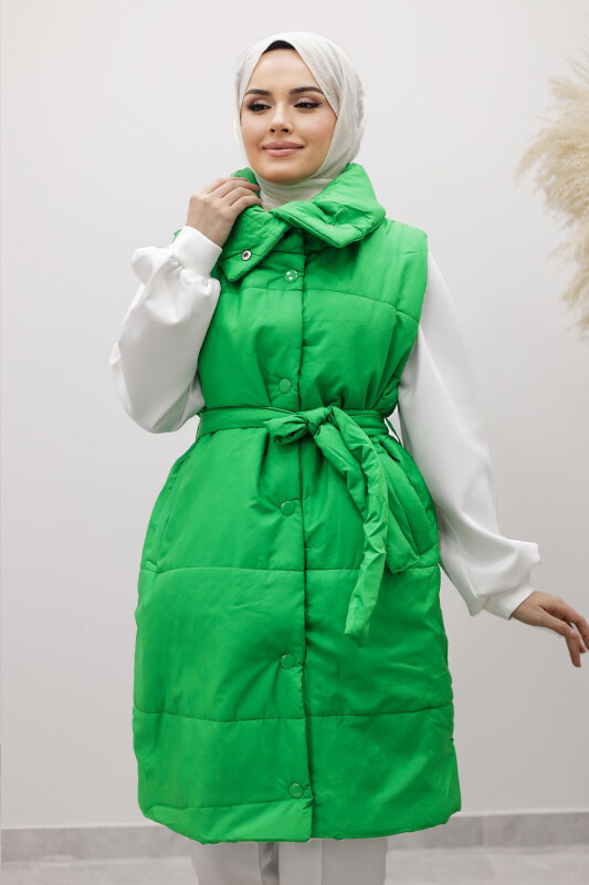 Çıtçıtlı Şişme Yelek TSD260125 Yeşil - Tesettür Dünyası (1)