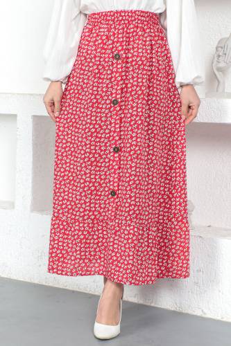 Çıtır Desenli Etek TSD230377 Kırmızı 