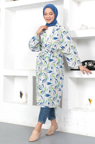 Dal Desenli Kimono TSD230426 Mavi 
