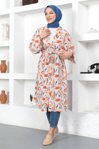 Dal Desenli Kimono TSD230426 Turuncu 