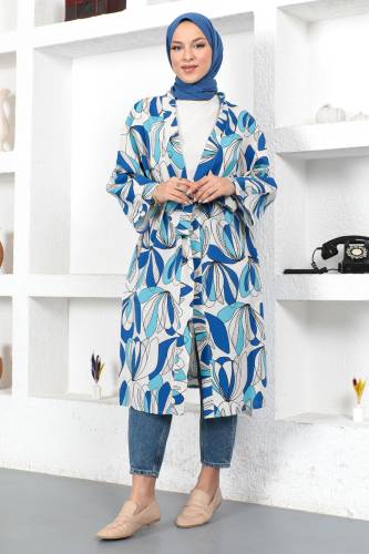 Desenli Kimono TSD230428 Mavi 