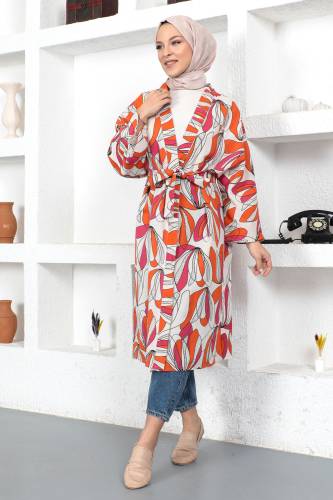 Desenli Kimono TSD230428 Turuncu 