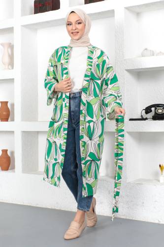 Desenli Kimono TSD230428 Yeşil 