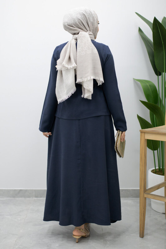 Dikiş Detaylı Düğmeli Etekli Takım TSD260201 Lacivert - 6