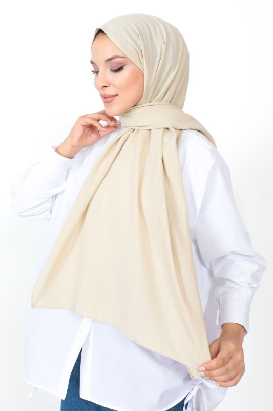 Dokulu Şal S012 Bej - Tesettür Dünyası (1)