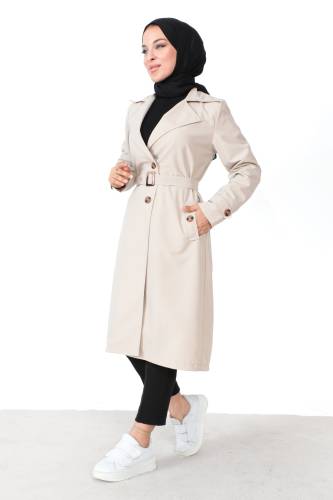 Düğme Detaylı Trençkot TSD230820 Bej 