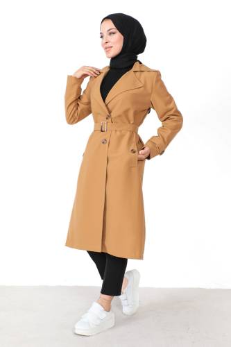 Düğme Detaylı Trençkot TSD230820 Taba 