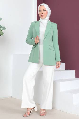 Düğmeli Blazer Ceket TSD230501 Yeşil - Tesettür Dünyası (1)