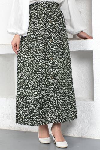 Düğmeli Etek TSD230382 Haki 