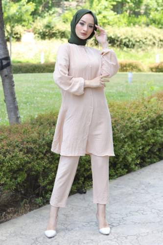 Düğmeli İkili Takım TSD211224 Bej 