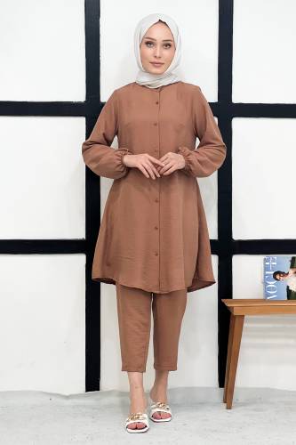 Düğmeli İkili Takım TSD211224 Tarçın 