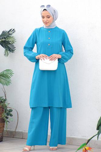 Düğmeli İkili Takım TSD221202 Mavi 