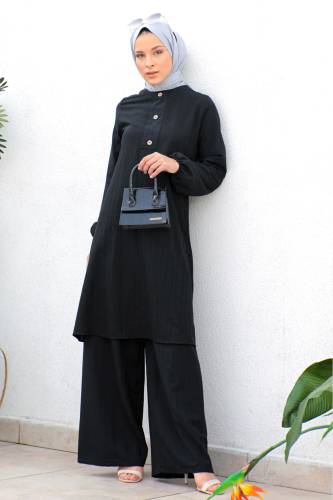 Düğmeli İkili Takım TSD221202 Siyah 