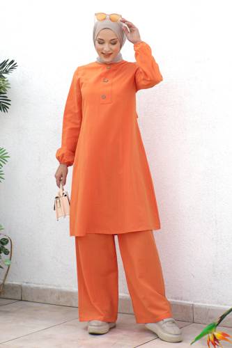 Düğmeli İkili Takım TSD221202 Turuncu 