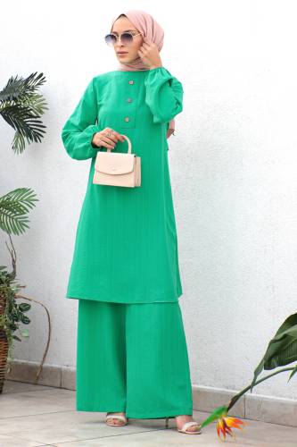 Düğmeli İkili Takım TSD221202 Yeşil 