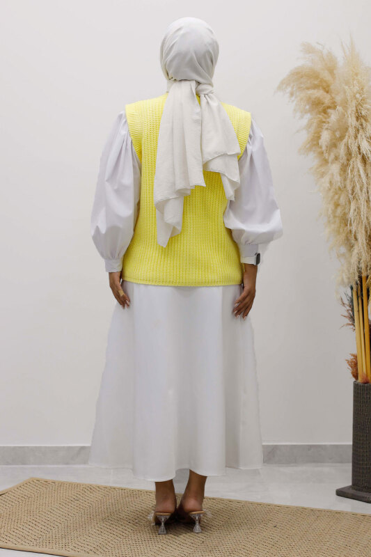 Düğmeli Triko Süveter TSD250221 Sarı - 5