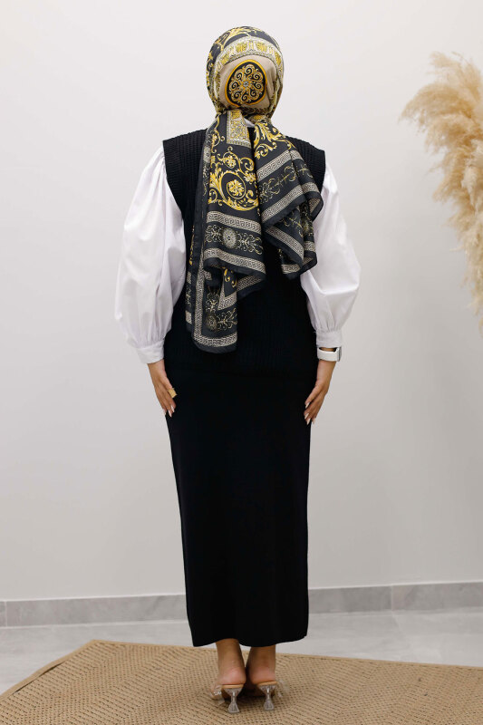 Düğmeli Triko Süveter TSD250221 Siyah - 5