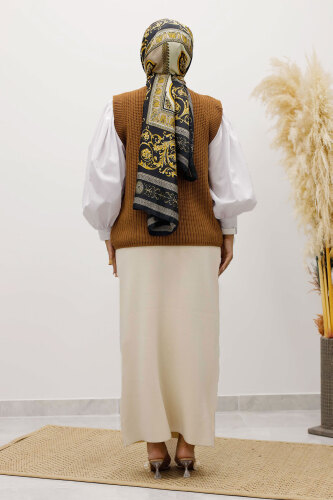 Düğmeli Triko Süveter TSD250221 Taba - 5