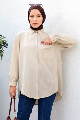 Düğmeli Tunik TSD230105 Bej 