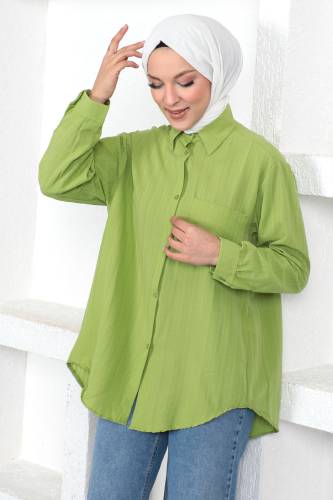 Düğmeli Tunik TSD230105 Fıstık Yeşili 