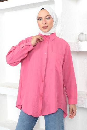 Düğmeli Tunik TSD230105 Pembe 