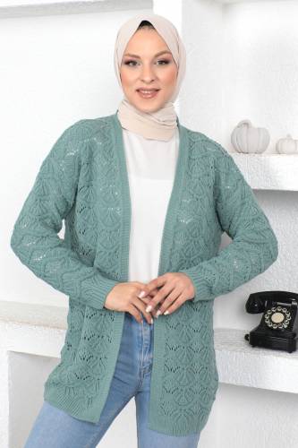 Düğmesiz Triko Hırka TSD230355 Mint Yeşili 