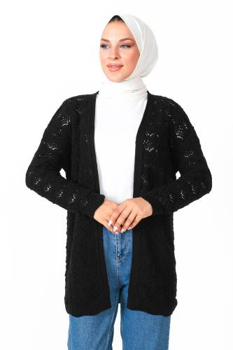 Düğmesiz Triko Hırka TSD230355 Siyah 