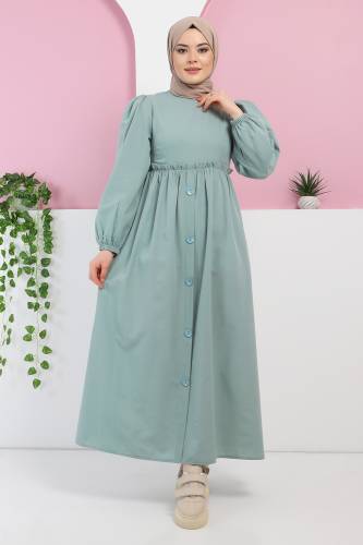 Eteği Düğme Detaylı Elbise TSD220322 Mint Yeşili 