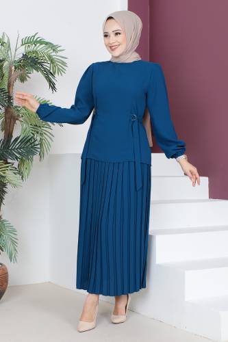 Eteği Pileli Takım TSD230521 İndigo 
