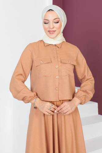 Etekli İkili Takım TSD230649 Camel - Tesettür Dünyası (1)