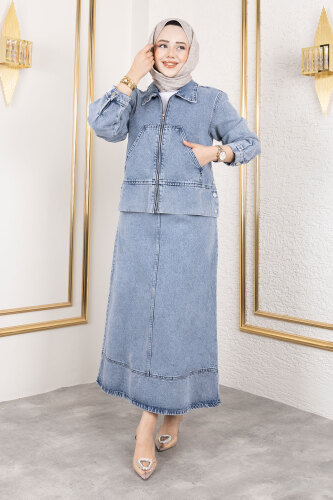 Lavin Etekli Kot Takım TSD250146 Açık Mavi - 4