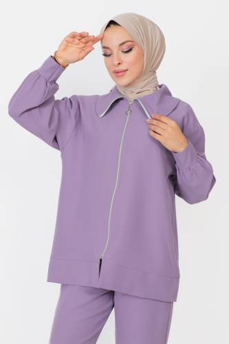 Fermuarlı İkili Takım TSD230905 Lila - Tesettür Dünyası (1)