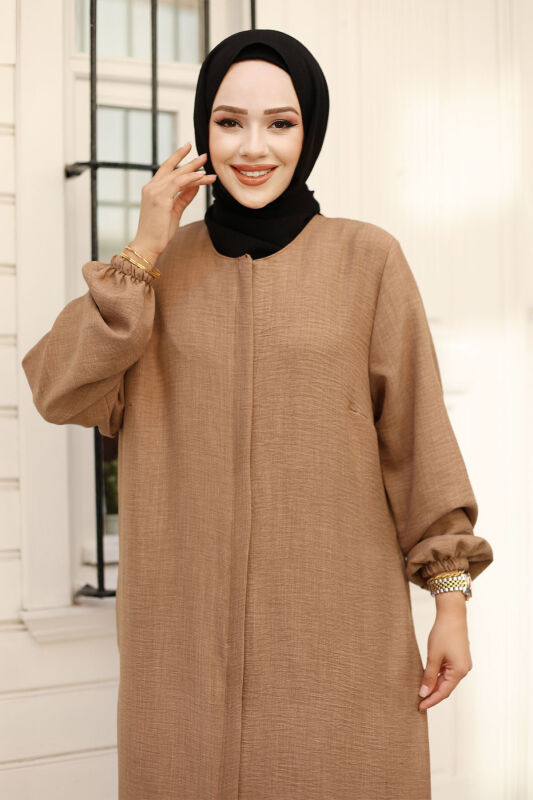 Fermuarlı Tesettür Kap TSD240817 Vizon - Tesettür Dünyası (1)