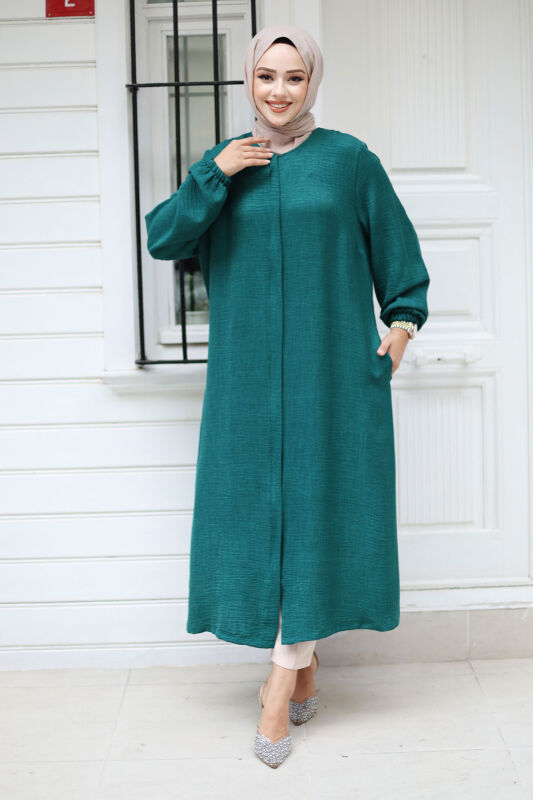 Fermuarlı Tesettür Kap TSD240817 Zümrüt Yeşili - Tesettür Dünyası