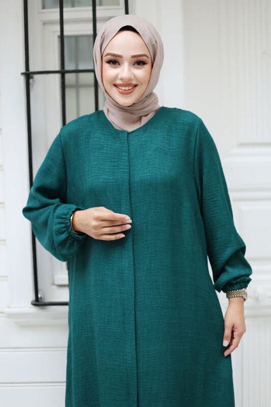 Fermuarlı Tesettür Kap TSD240817 Zümrüt Yeşili - Tesettür Dünyası (1)
