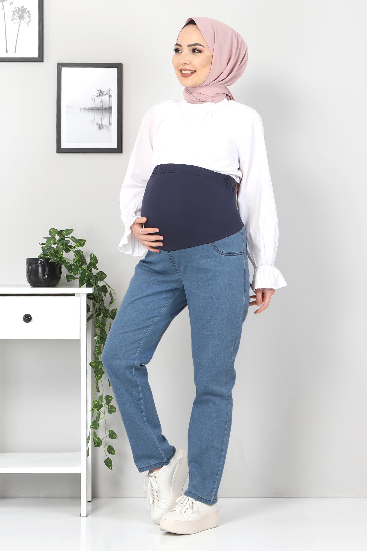 Tesettür Dünyası - Maternity Jeans TSD22052 Light Blue
