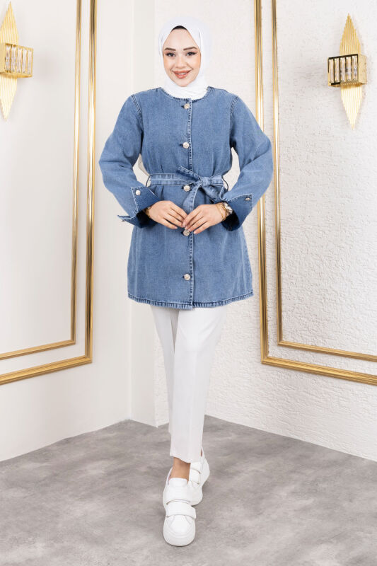 Helen Denim Ceket TSD250115 Açık Mavi - Tesettür Dünyası