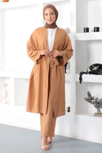 İkili Kimono Takım TSD230106 Taba 