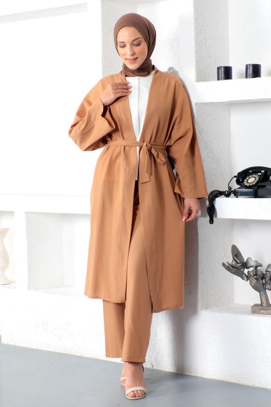 İkili Kimono Takım TSD230106 Taba - 3