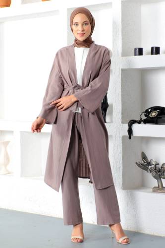 İkili Kimono Takım TSD230106 Vizon - 4