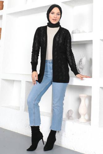 İnce Triko Hırka TSD230353 Siyah - 4