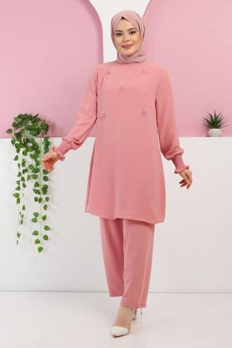 İnci Taşlı İkili Takım TSD220328 Pudra 